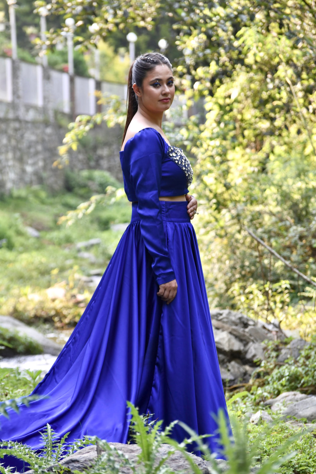 Electric Blue Empress Handwork Lehenga – The Trail Edit