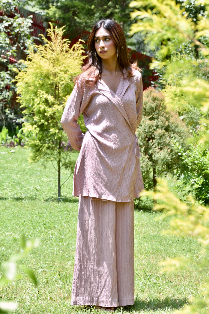 Crinkled Wrap Co-ord in Rosewood