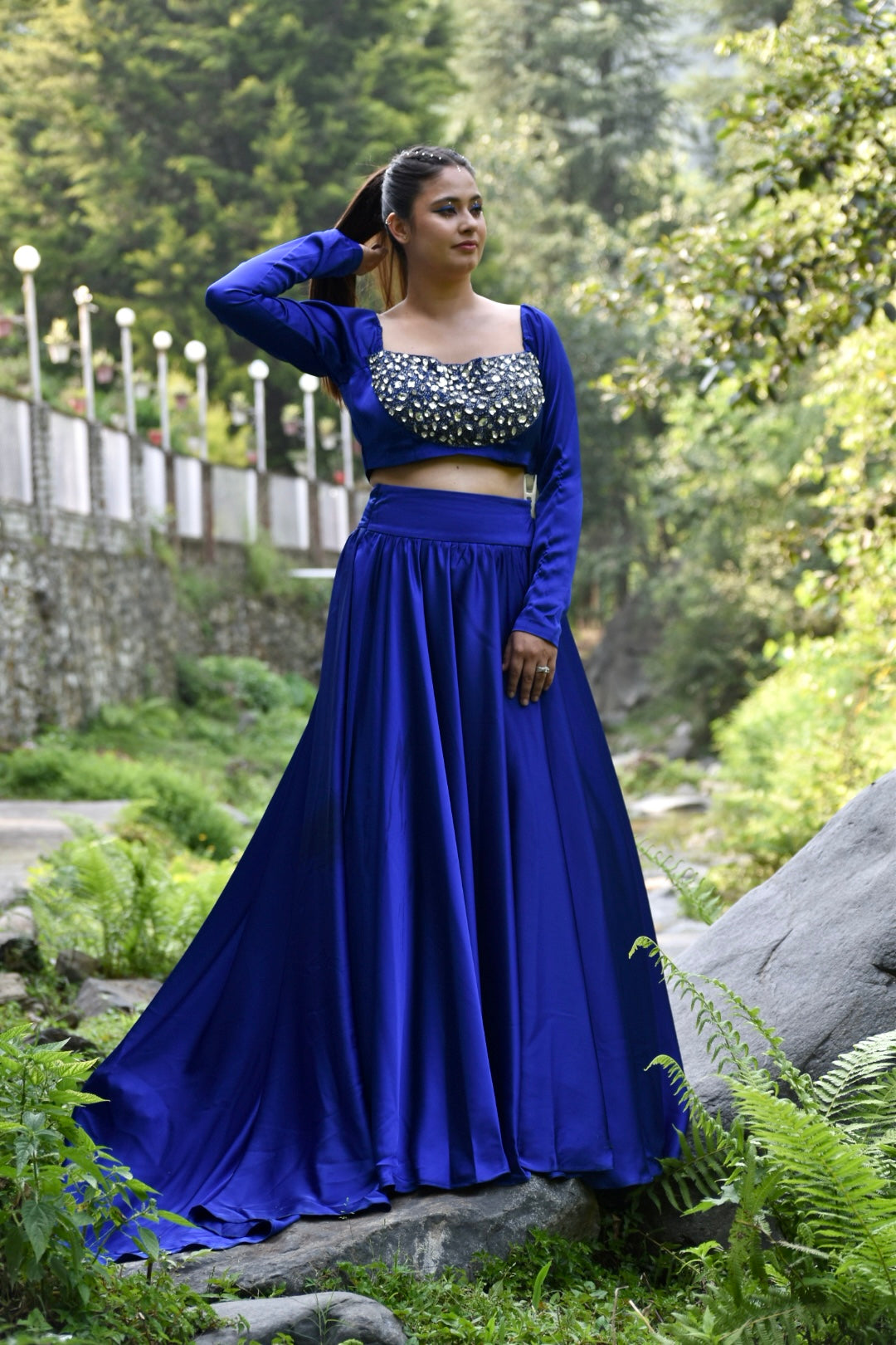 Electric Blue Empress Handwork Lehenga – The Trail Edit