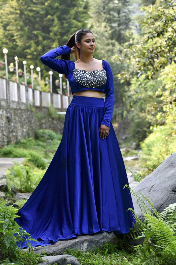Electric Blue Empress Handwork Lehenga – The Trail Edit