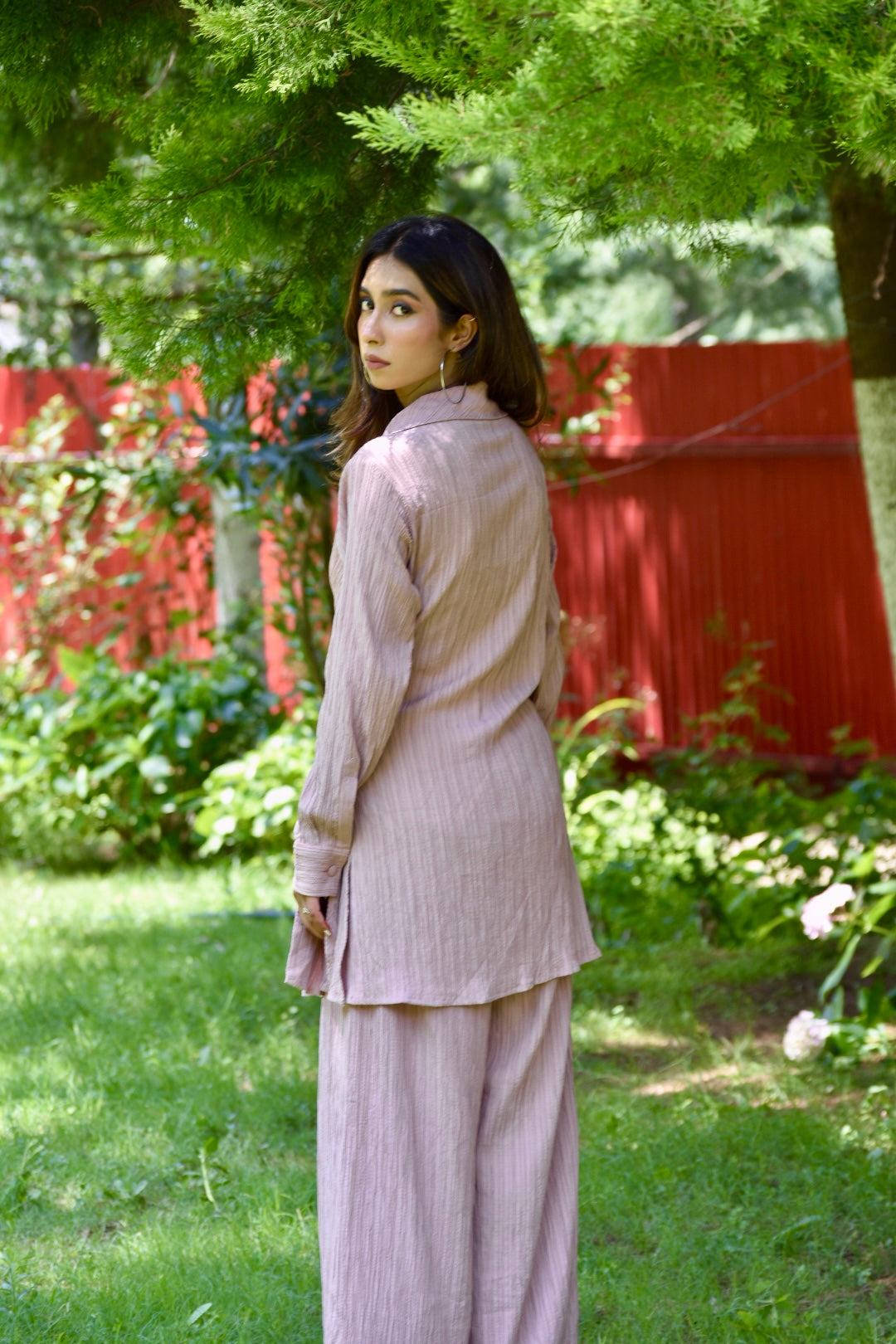 Crinkled Wrap Co-ord in Rosewood
