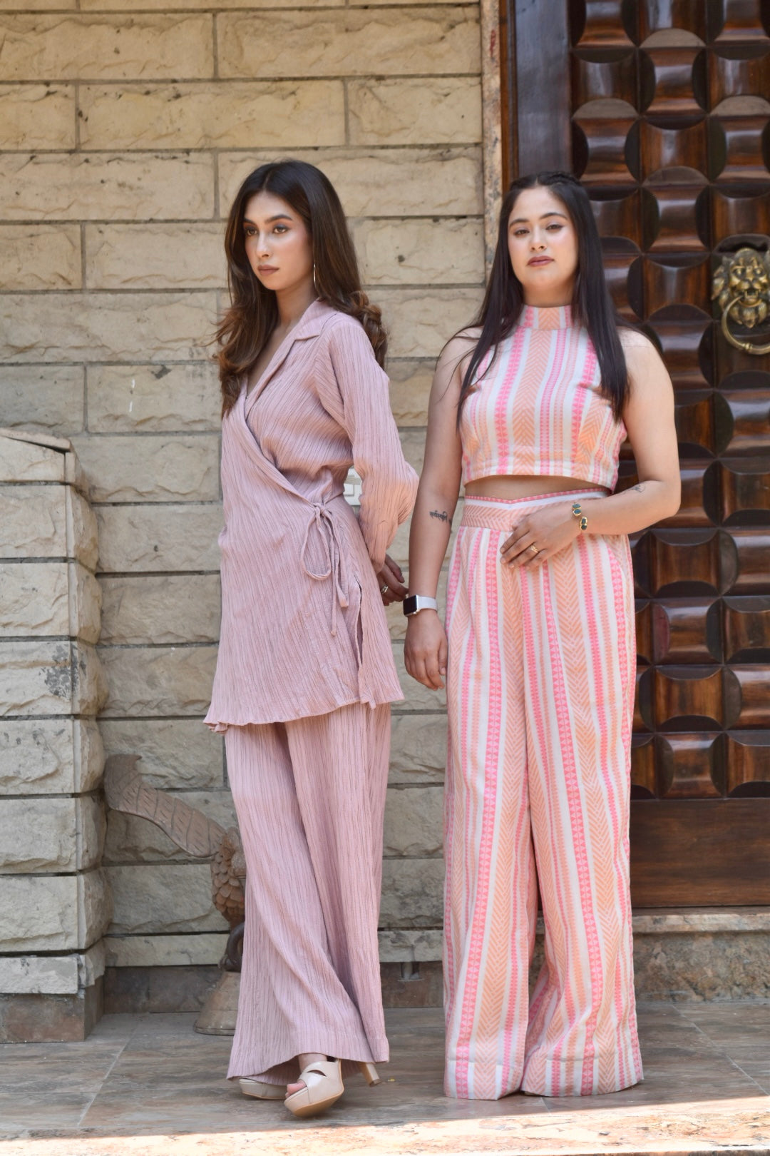 Crinkled Wrap Co-ord in Rosewood