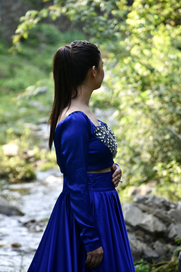 Electric Blue Empress Handwork Lehenga – The Trail Edit