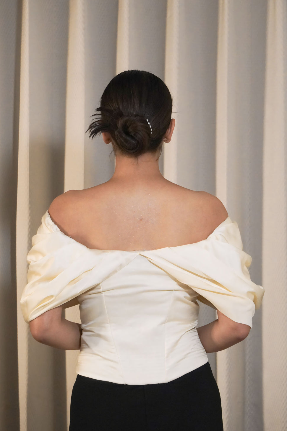 Corset for Complications — 104 (Structured Off-Shoulder Corset Top | Satin-Cotton Blend)