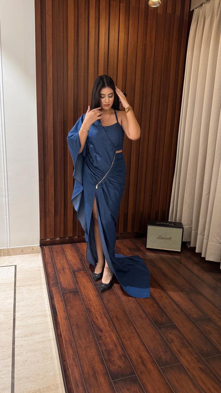 The Denim Drape Dress with Zip Detailing – Trailblazer