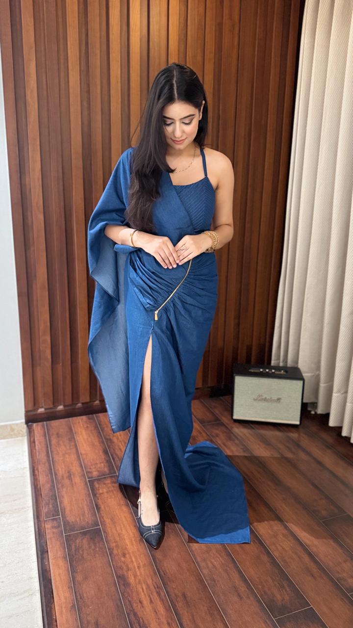 The Denim Drape Dress with Zip Detailing – Trailblazer