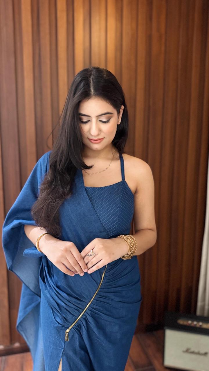 The Denim Drape Dress with Zip Detailing – Trailblazer